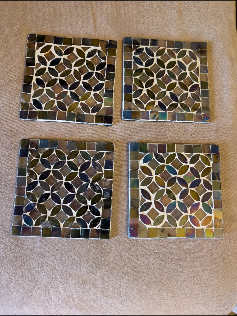 Iridescent Mosaic Tile Coasters - Set of 4
